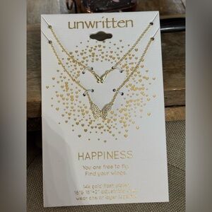 Unwritten Gold Layered butterfly Necklace Set NWT